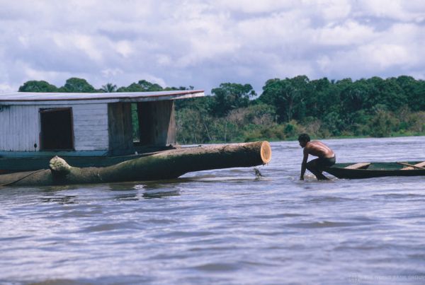 Fishermen in the river, Solimoet, in the Amazon river basin
