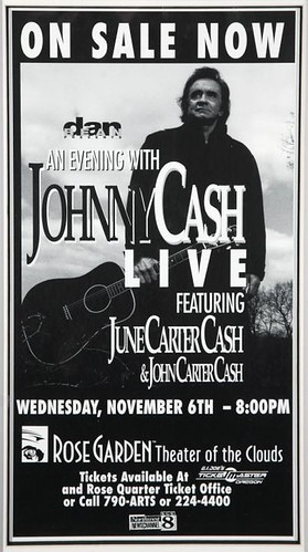 Johnny Cash 1996 Oregon concert ad Poster