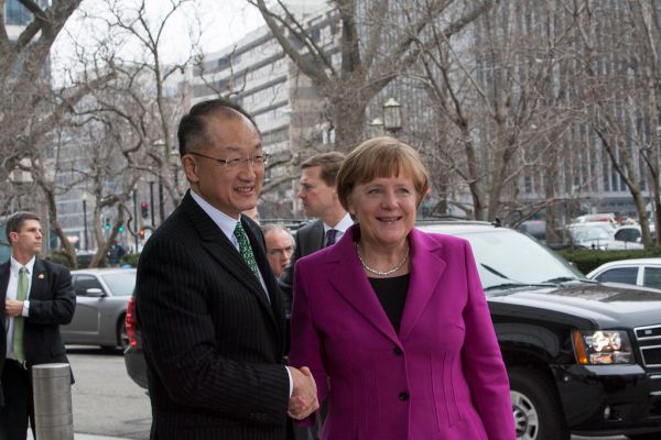 World Bank Group President Jim Yong Kim Welcomes Chancellor of Germany Angela Merkel