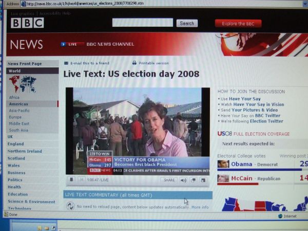 On the BBC News website: victory for Obama