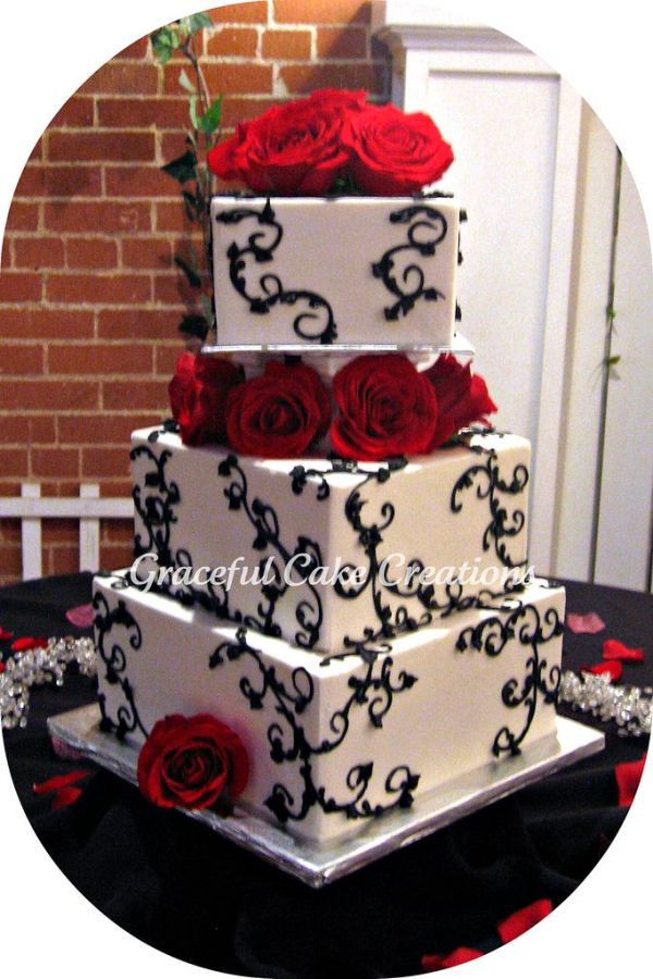 Ivy and Rose Square Wedding Cake