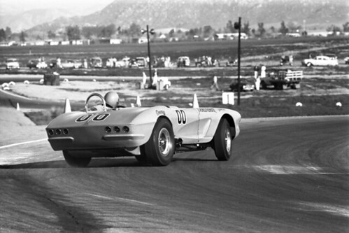 Dave MacDonald Driving Corvette Race Car at C.S.C.C. Race, Riverside, California, March, 1962