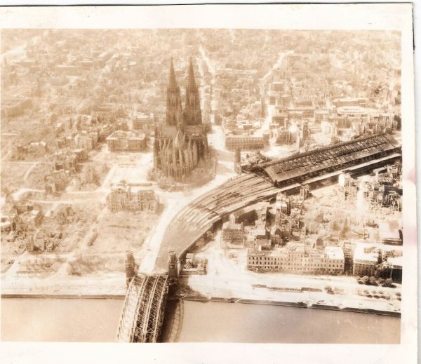 WWII B-24 VE 'Trolley Missions'. The Dom Cathedral in Cologne (Koln), Germany WWII, May 10th, 1945