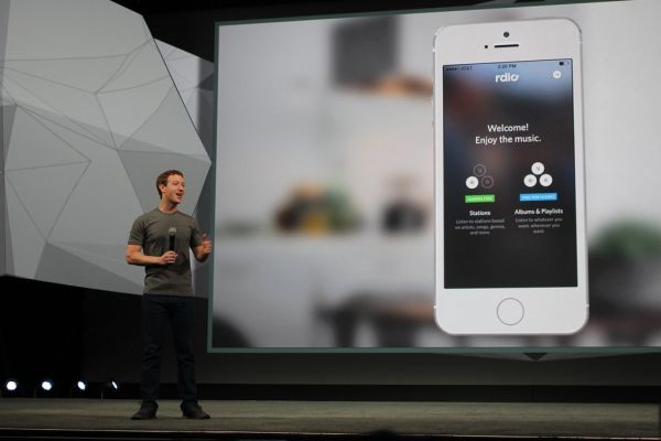 Mark Zuckerberg on stage at Facebook's F8 Conference