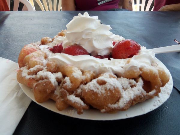 Funnel Cake with Strawberries