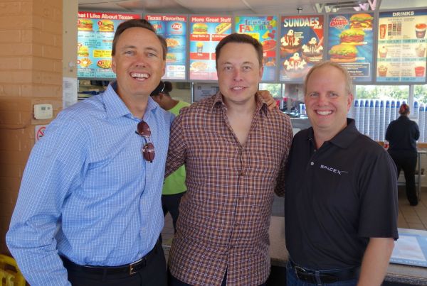 The obligatory Dairy Queen stop at the SpaceX McGregor Texas test facility with Elon Musk and my partner Randy Glein today