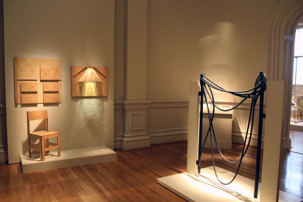'Crane Chair' and 'Mosquito Lamp' by Christy Oates (left); 'Renwick Gate' by Marc Maiorana (right)