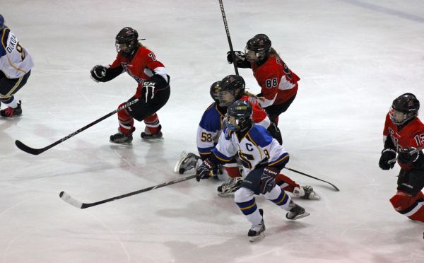 The 2012 Chicago Fury U14 AAA Girls Hockey Team vs Naperville Sabres Boys Pee Wee's in an exhibition game at Rocket Ice Arena in Naperville, Illinois on February 22nd, 2013.