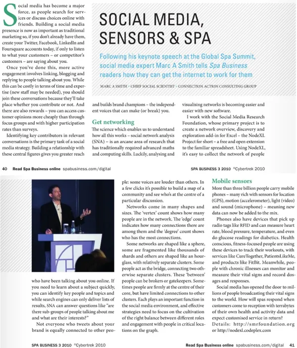 2010 - 09 - 07 - Spa Business Article - Marc Smith on Social Media