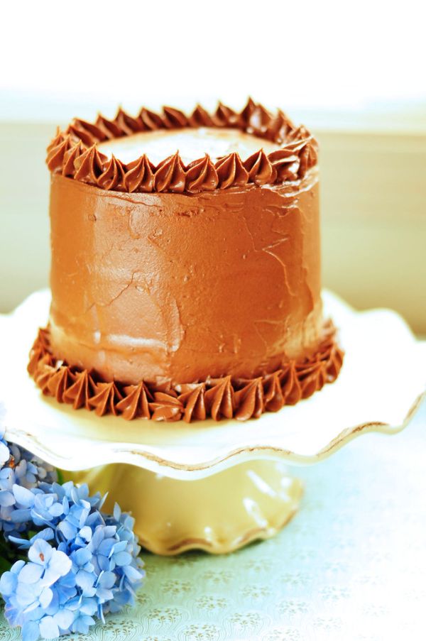 Vanilla Buttermilk Cake with Chocolate Fudge Frosting