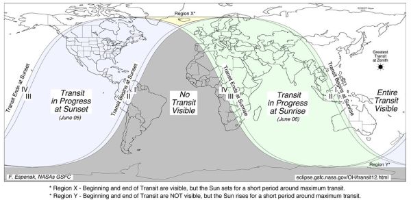 Global Visibility of the June 2012 Transit of Venus