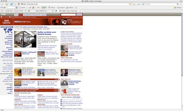 BBC News site's silly fixed styling