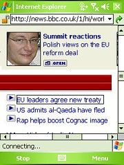 Selecting a video from the BBC News Web site
