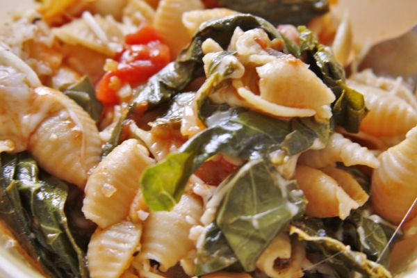 Pasta with Greens & Tomato Sauce