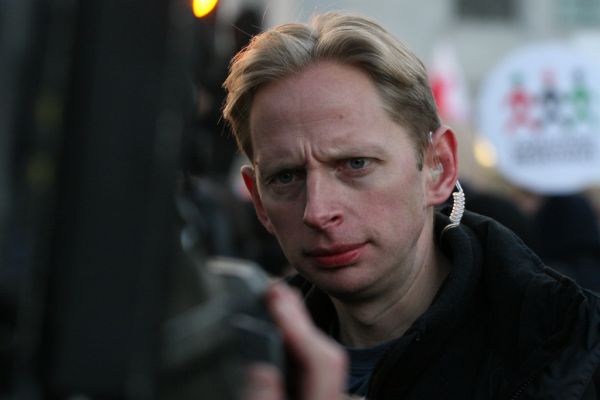 Mike Sergeant - BBC News 24 - Student protests - Parliament Square, London 2010