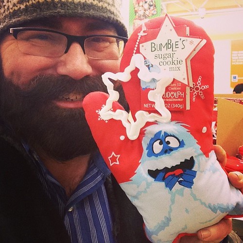 Rudolph the Red Nose Reindeer Sugar Cookie Mix Set with a Bumble Oven Mitt filled with Sugar Cookie Mix and a Cookie Cutter! With Mike Mozart at Aldi!