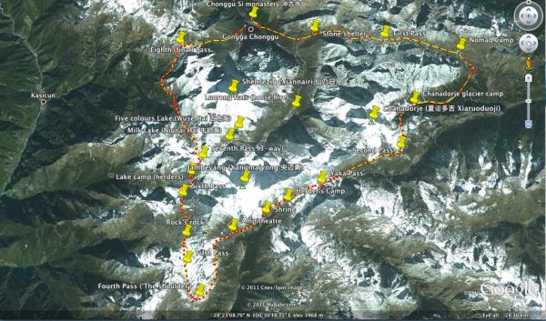 Yading Big Kora - map 亚丁大转山 地图