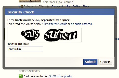 'Only Sufism' Facebook capcha