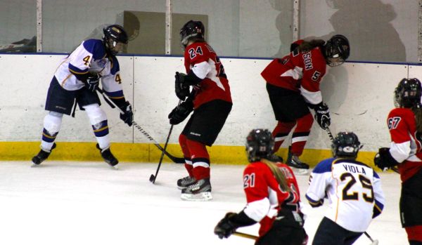 The 2012 Chicago Fury U14 AAA Girls Hockey Team vs Naperville Sabres Boys Pee Wee's in an exhibition game at Rocket Ice Arena in Naperville, Illinois on February 22nd, 2013.