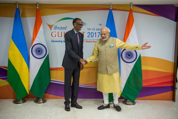 President Kagame meets with Prime Minister Narendra Modi of India, 10 January 2017