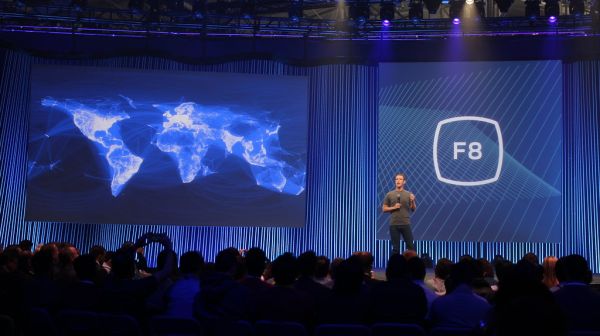 Mark Zuckerberg on stage at Facebook's F8 Developers Conference 2015
