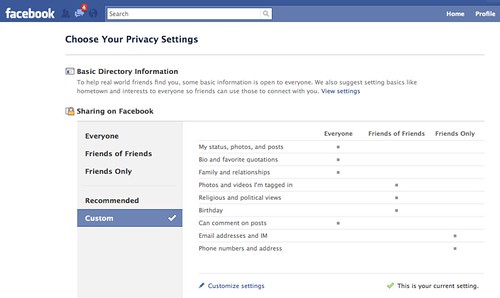facebook's new privacy settings