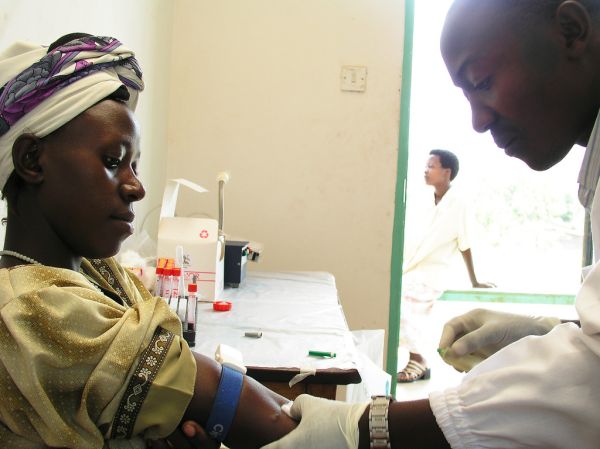 A patient receives an HIV test
