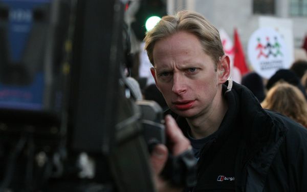 Mike Sergeant : BBC News 24 covering student protests - Parliament Square, London 2010