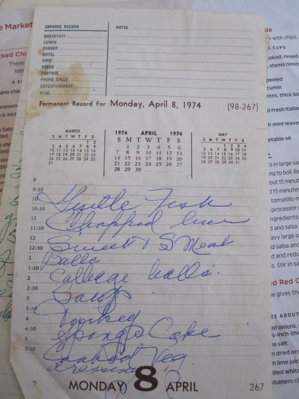 Menu: April 8, 1974
