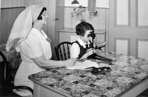 Eye testing with the School Health Services, October 1946