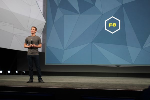 Mark Zuckerberg on stage at Facebook's F8 Conference