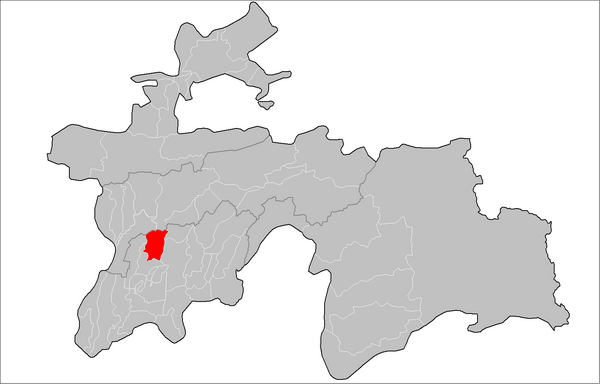Location of Yovon District in Tajikistan