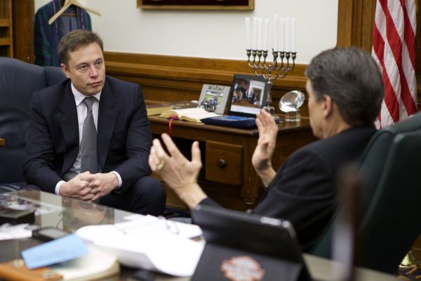 Elon Musk visits with Governor Perry