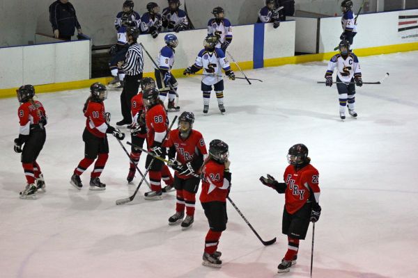 The 2012 Chicago Fury U14 AAA Girls Hockey Team vs Naperville Sabres Boys Pee Wee's in an exhibition game at Rocket Ice Arena in Naperville, Illinois on February 22nd, 2013.