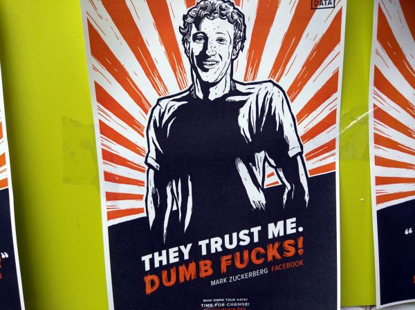 Mark Zuckerberg poster, Protonet stall, Republica, Berlin, Germany