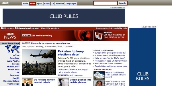 BBC NEWS website - Ads appear
