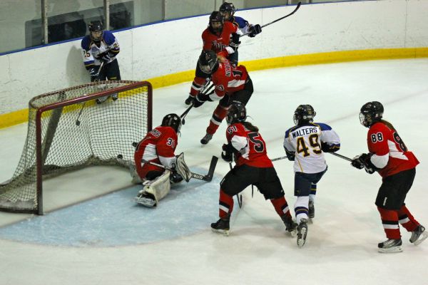 The 2012 Chicago Fury U14 AAA Girls Hockey Team vs Naperville Sabres Boys Pee Wee's in an exhibition game at Rocket Ice Arena in Naperville, Illinois on February 22nd, 2013.