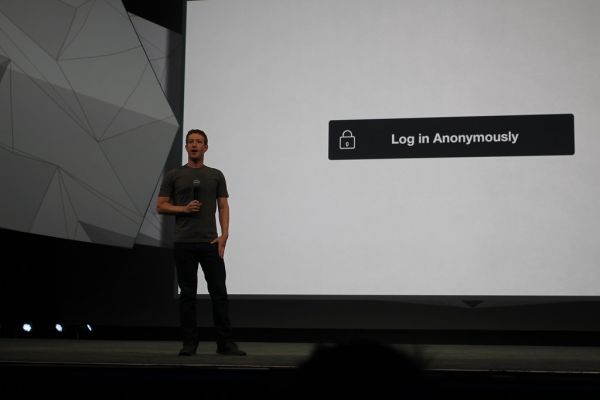 Mark Zuckerberg on stage at Facebook's F8 Conference