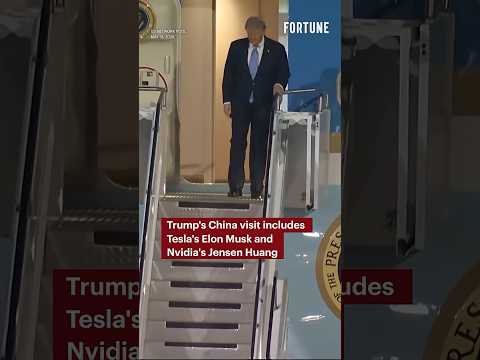 Trump's China visit includes Tesla's Elon Musk and Nvidia's Jensen Huang #Trump #politics