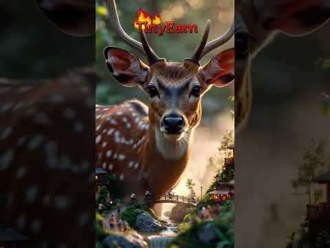 🦌 Tiny world, gentle guardian #MiniatureWorld #DeerMagic #TinyCity #NatureMeetsArt #CinematicVisuals