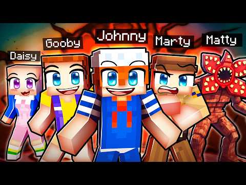 10 Friends on one STRANGER THINGS BLOCK in Minecraft…