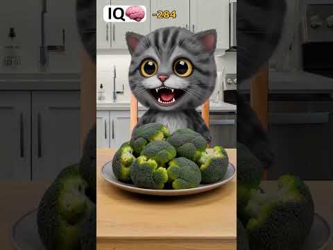 Low vs High IQ My Cat Eating Broccoli 😂🥦 #memes
