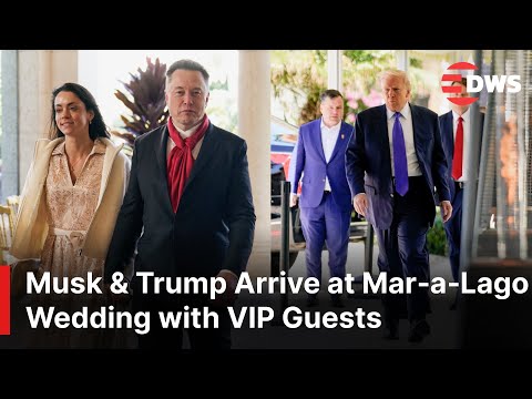 FULL ARRIVAL: Elon Musk, Zilis &amp; President Trump Turn Heads at Mar‑a‑Lago Wedding Red Carpet | AC1E