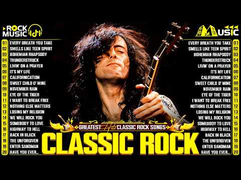 Top 100 Classic Rock Songs 70s 80s 90s ⚡ Queen, Guns N' Roses, Metallica, AC/DC, Aerosmith, Bon Jovi