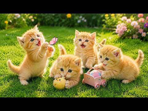 🌸😻 The Cutest Golden Kittens Playing Outdoors | Cute Cat Video | Relaxing Cat Sounds