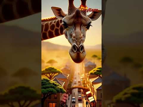 🦒 Gentle giant watching a tiny world belo#Giraffe #MiniatureCity #GentleGiant #WildMeetsUrban