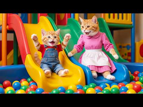 🐱🎠 Mama Cat Takes Her Kitten to the Playground—Sliding into Pure Joy! 💖✨