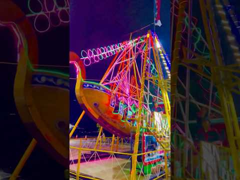✨🎢 Kora Kora swing ride glowing lights and thrilling swings!