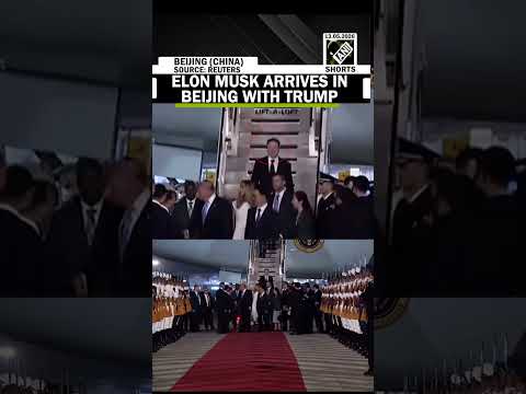 Tesla CEO Elon Musk arrive in Beijing with President Trump on China Trade Mission