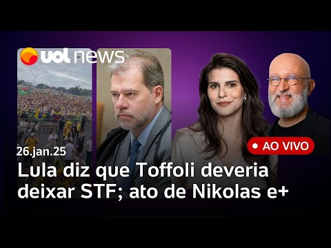 Lula se irrita com Toffoli; ato de Nikolas Ferreira tem feridos por raio e fala contra Moraes e+